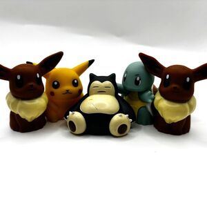 Vintage Pokemon Figurine Lot 1999 Pikachu/Squirtle/Snorlax/Eevee (2) Plastic Toy